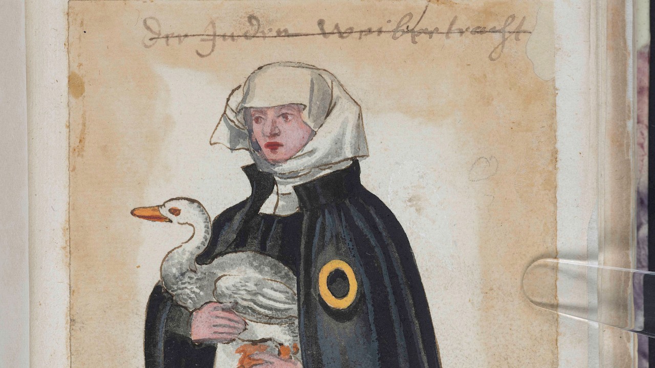 Darstellung einer Jüdin, © Universitäts- und Landesbibliothek Darmstadt Neue Wormser Judenordnung