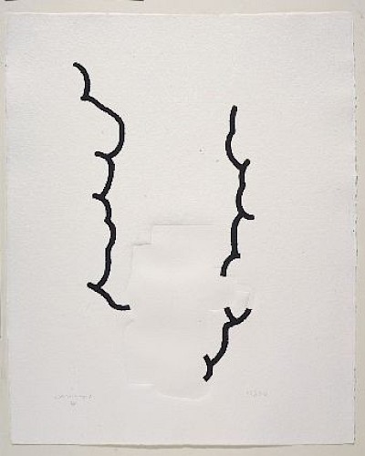 Siebdruck und Prägetiefdruck auf handgeschöpftem Eskulan-Büttenpapier; Inv. Nr. GS 1998/54/5