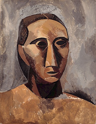 Pablo Picasso, Frauenkopf, 1908, Gouache/Papier, Inv.-Nr. 1640