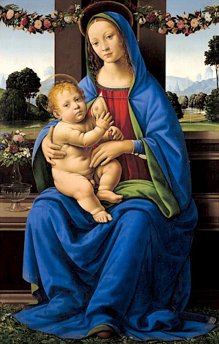 Lorenzo di Credi, Madonna mit dem Christuskind, um 1480/90, Tempera/Öl auf Holz, 88 x 58 cm, Inv. Nr. 220