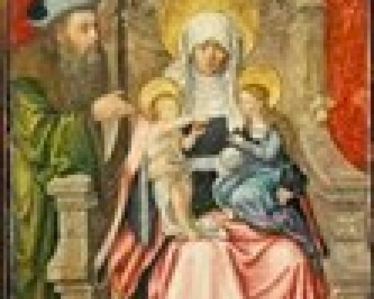 Martin Caldenbach, die Heilige Anna selbdritt mit dem hl. Joachim, ca. 1505, Öl auf Holz, 158,1 x 67,5 cm