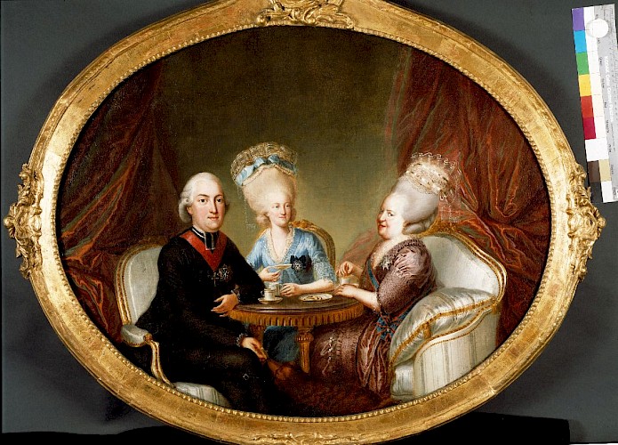 Beckenkamp, Benedikt: Der Kurfürst von Trier und seine Schwestern (Maria Kunigunde und Maria Christine), 1780/81, Inv. Nr. 78/77, Öl auf Leinwand
