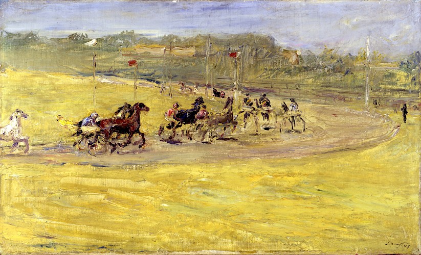 Max Slevogt, Trabrennen, 1907, Öl auf Leinwand, Staatliche Museen zu Berlin, Nationalgalerie, Inv. Nr. A II 144