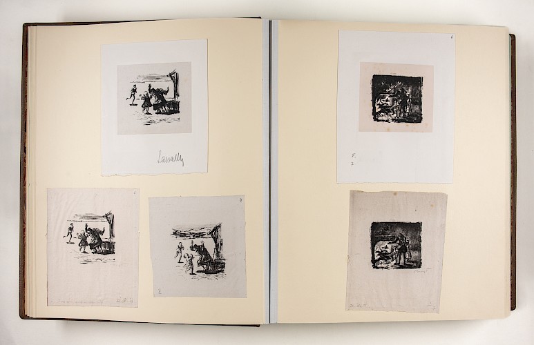 Benvenuto Cellini, Blindband der Buchausgabe mit eingeklebten Lithografien und Notizen zu den Zuständen, 1913, Pinsellithografien, GDKE, Landesmuseum Mainz, Inv. Nr. DL SL NL 2022/25